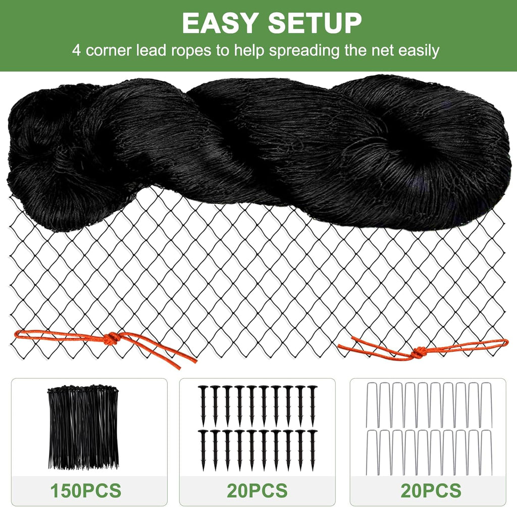 Heavy Duty Garden Netting - 100'x100' Poultry Netting for Chicken Coop, 3/4 Inch Mesh, Protects Fruits, Vegetables Against Squirrels, Deer