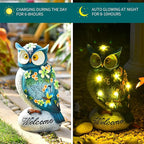 Sungmor Garden Solar Light Landscape Path Lights Lifelike Owl Figurine with LED Lights Waterproof Resin Animal Outdoor Statue Solar Powered Lamp for Outside Patio Yard Lawn Nocturnal Decor