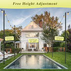 6 Pack String Light Poles for Outside, 10Ft Adjustable Outdoor Light Poles for String Lights, Outdoor Lighting Stand with Fork for Patio, Deck, Backyard, Garden, Party & Wedding