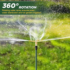 3-Arm Garden Sprinkler,360 Degree Rotating Lawn Sprinklers with Adjustable Tripod Base,Yard Sprinkler for Large Area Coverage,Hose Attachment Water Sprayer for Lawn,Garden,Animal Deterrent
