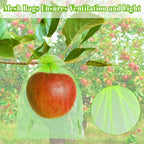 Morcheiong 60Pcs Protection Bags 6" x 8", Reusable Netting for Fruit Trees, Garden Mesh With Drawstring (Green)