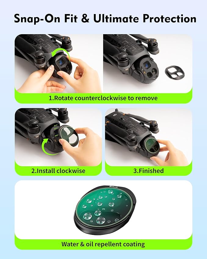4-Pack Filter Kit for DJI Mavic 4 Pro, Combo of CPL ND8 ND32 ND64 Lens, Polarizer & Neutral Density Filters for Anti-Glare & Exposure Control, Essential Drone Accessories
