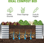 2PCS 8x2x1FT Galvanized Raised Garden Bed,Planter Raised Beds-Metal Garden Box,Large Plant for Outdoor Planting, Vegetables Bed，Flower,herb-Silver