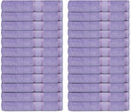 Casa Lino Face Towels & Body Wash Cloths for Showering - 100% Cotton Wash Cloths for Bathroom - Highly Absorbent & Quick Drying Washcloth Set - Cotton Washcloths 24 Pack (12" x 12") - (Purple)