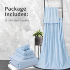 4 Piece Bath Towel Set 35"x70"Oversized Bath Towel for Bathroom Ultra Soft Fluffy Extra Large Bath Sheet Luxury Premium Bathroom Towel Highly Absorbent Quick Dry Shower Towel for Hotel Spa,Blue White