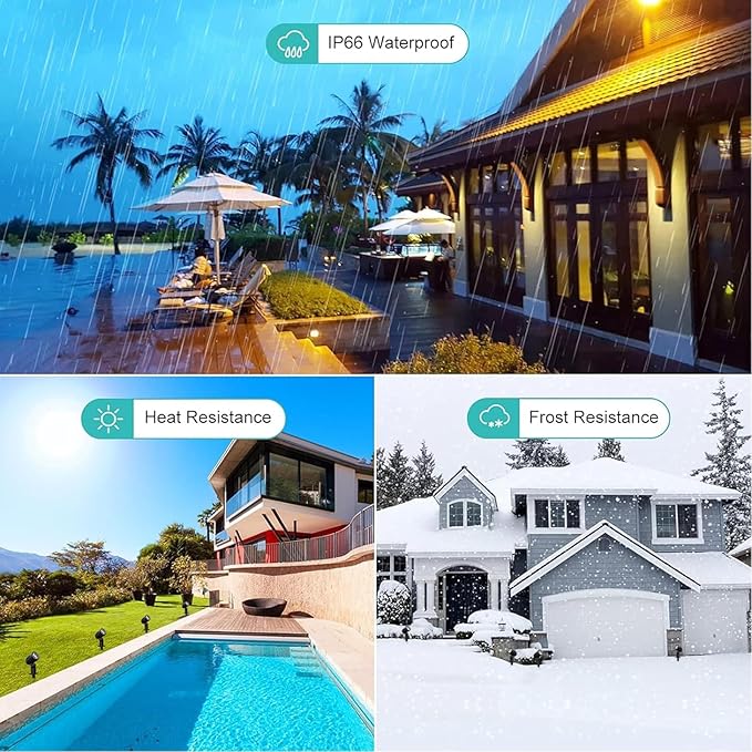 CLY Solar Landscape Spotlights, Solar Landscape Lights Outdoor IP66 Waterproof, Remote Control 2Modes 3Brightness Adjustable 2700-6500K Auto On/Off 14M Cable for Garden Pathway Trees Flag 4 in 1