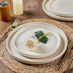 AmorArc Ceramic Dinnerware Set for 4 | Speckled Stoneware Plates and Bowls with unglazed terracotta | Scratch Resistant, Dishwasher & Microwave Safe Dishes Sets- 12-Pcs