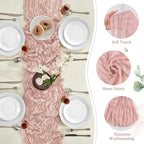 6 Pack Dusty Pink Cheesecloth Table Runner 10FT Long Boho Gauze Table Runner Rustic Sheer Runner for Wedding Bridal Baby Shower Birthday Party Table Decor Thanksgiving Christmas Decorations