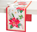 Maison d' Hermine Table Runner 100% Cotton Double Layer Table Runners 72 inches Long for Thanksgiving Christmas Decorations Home Kitchen Dining Party Wedding (Poinsettia Christmas, 14.5" x 72")