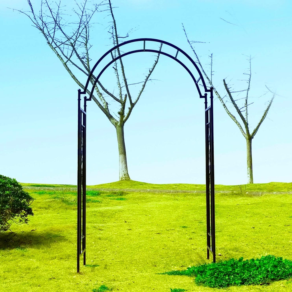 OUTOUR Garden Arch Arbor Arbour Trellis Archway for Climbing Plants Roses Vines Support Rack, Outdoor Garden Lawn Backyard Patio, Matte Black