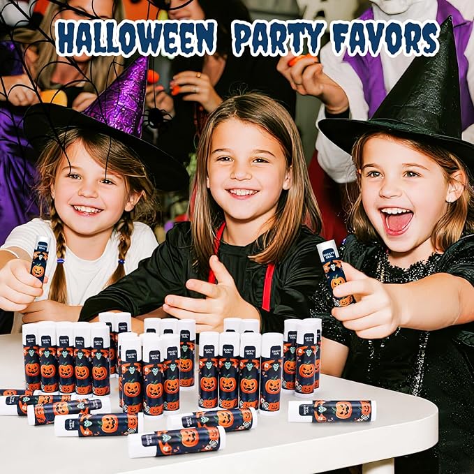 DMSKY 60 Pcs Halloween Lip Balm, Halloween Party Favors Bulk, Halloween Goodie Bags Fillers for Boys Girls