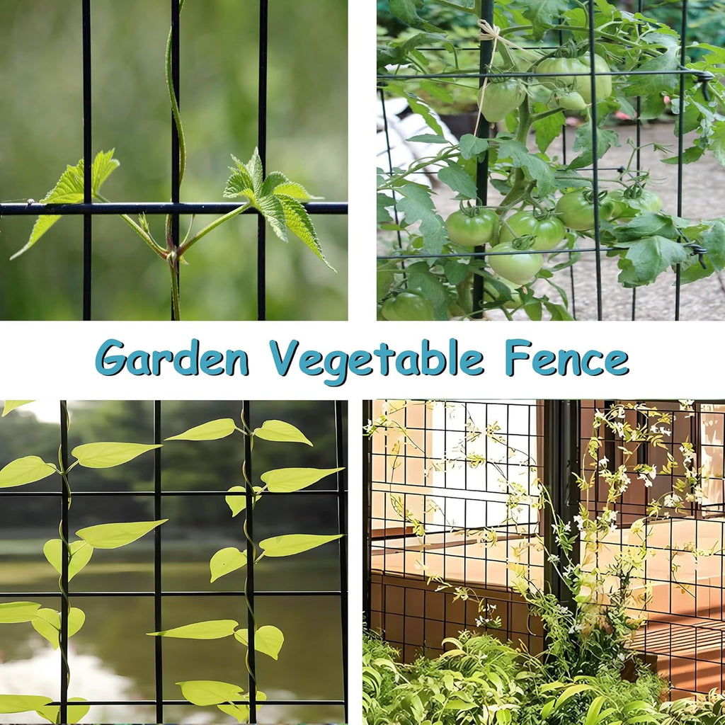 Black Metal Garden Fence, 60inch(H) x 50ft(L), 2 inch x 4 inch,12.5GA 2/3/4/5/6 Ft Tall Chicken Wire PVC Coated Welded Wire Mesh Roll for Dogs Border Yard Vegetable Plant Protection Poultry Netting