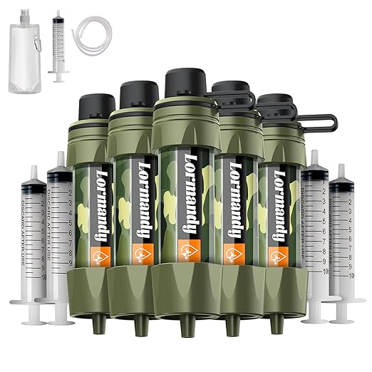 Straw Water Filter 5 Pack – Outdoor Camping & Hiking Survival Gear Kit for Family Use, Ultra-Light Personal Filter Straws for Backpacking, Travel, Bug-Out Bags and Emergency Preparedness