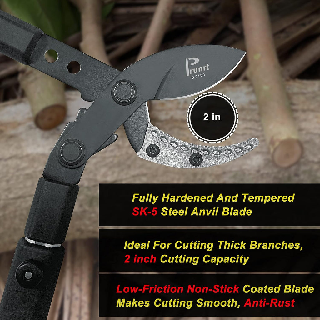 26-41 Inch Extendable Anvil Loppers, Sync Drive Power Lever Tree Trimmers, Telescopic Pruners Heavy Duty, 2 Inch Cutting Capacity