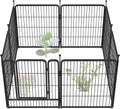 FXW Garden Fence Outdoor for The Yard – 32in(H) x 18.2ft(L) Heavy Duty Metal Animal Barrier for Dog and Rabbit, Decorative Dog Fence, 8 Panels, Black