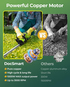 20'' Hedge Trimmer Cordless with Battery, 3000RPM Electric Handheld Bush Clipper with 2pcs 2000mAh Rechargeable Batteries, 180° Rotatable Head, 2/3'' Blade Gap Green