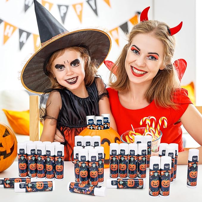 DMSKY 60 Pcs Halloween Lip Balm, Halloween Party Favors Bulk, Halloween Goodie Bags Fillers for Boys Girls