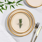 LERATIO Ceramic Dinnerware Sets for 4,Round Reactive Glaze Ceramic Plates and Bowls Set,Highly Chip and Crack Resistant | Dishwasher & Microwave Safe Dishes Set,Service for 4 (12pc)-Kahki