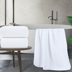 POLYTE Microfiber Quick Dry Lint Free Bath Sheet, 70 x 35 in, Set of 2 (White, Waffle Weave)