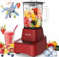 Red Smoothie Blender, Facelle Countertop Blender for Kitchen, 55 oz Glass blender for smoothies and Shakes, Licuadora, Smoothie maker with touchscreen 3+P Speeds, Cleaning brush ＆ removable SS blade