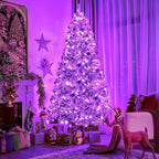 JMEXSUSS 163 FT 500 LED Purple Christmas Lights, 8 Modes String Light Indoor Outdoor Waterproof, Remote Control Purple Lights Plug-in for Roof Bedroom Party Christmas Tree Decorations