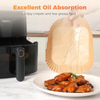 Tastee Air Fryer Liners 100Pcs - Design for 3-6QT Air Fryer Baskets, Oil-Absorbent Disposable Paper Liners, 450°F Heat Resistant, Custom Fit