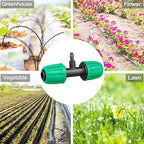JAYEE Drip Irrigation Fittings, 15 Pcs Lock Barbed Tee for 1/2 to 1/4 Inch Vinyl Tubing, Drip Line Parts 3-Way Tees Irrigation Connectors for Drip Sprinkler Garden Lawn Systems, Green