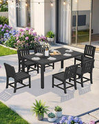 SERWALL Outdoor Dining Chairs Set of 2, All-Weather HDPE Patio Armless Chairs, Black