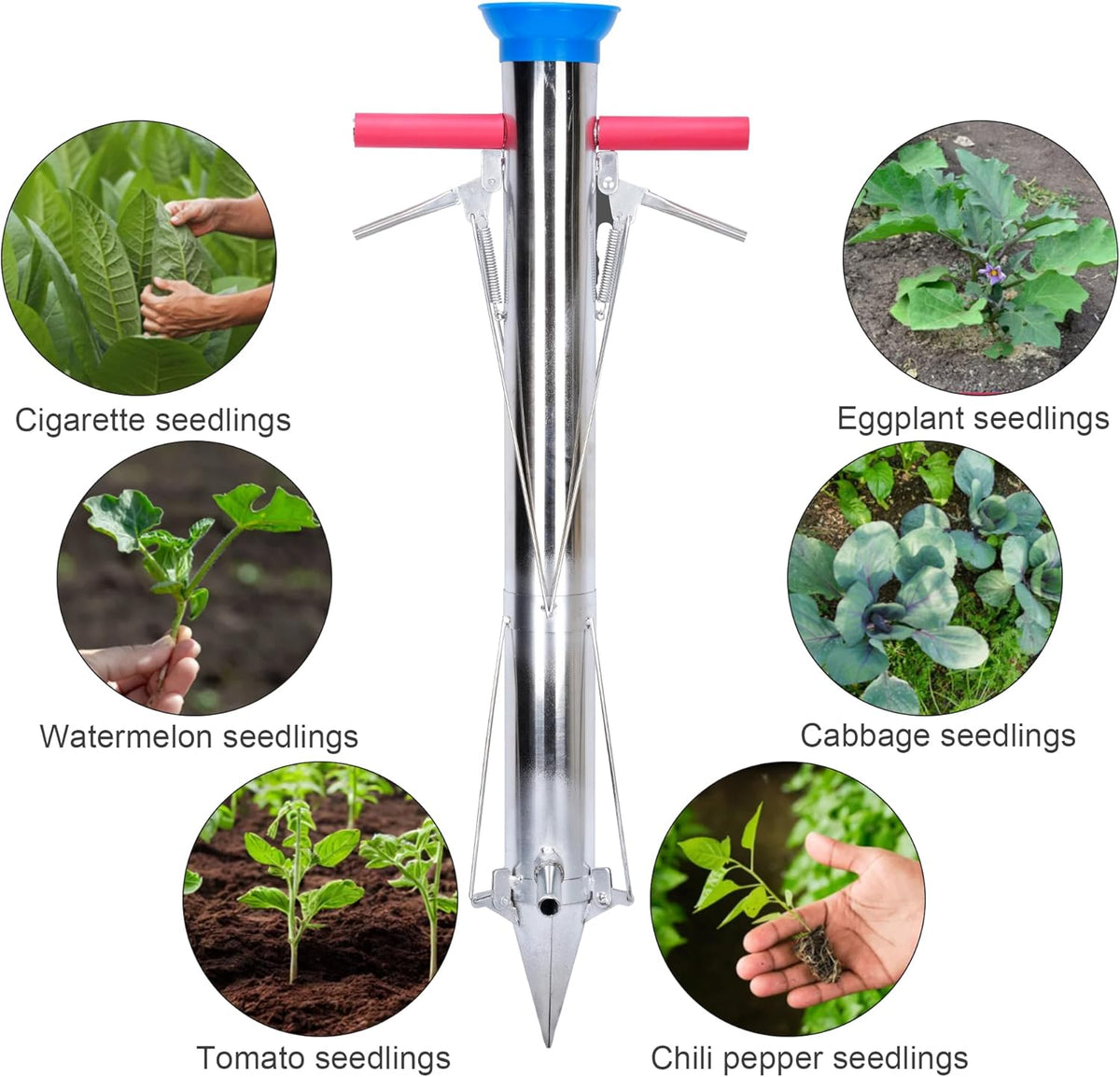 AIWFL Seedling Transplanter Long Handled Bulb Planter Tools Vegetable Young Plant Manual Plant Transplanter Stainless Steel Planting Garden Tools