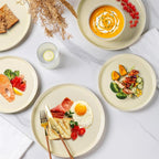 AmorArc Stoneware Dinnerware Sets for 4,Round Reactive Glaze Ceramic Plates and Bowls Set,Highly Scrath Resistant | Dishwasher & Microwave Safe Dishes Set,Service for 4 (12pc)