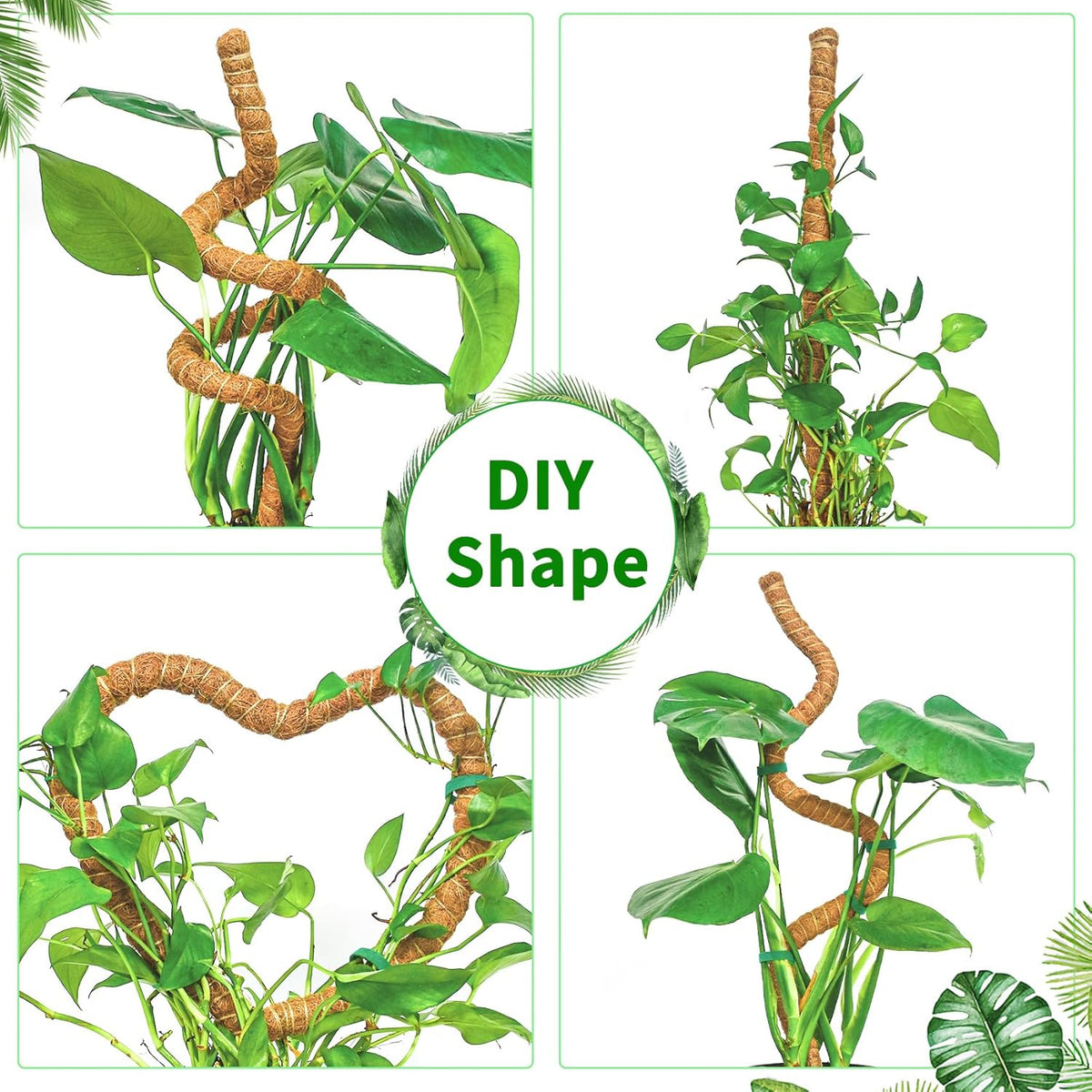 2 Pack Moss Pole, 35.4-Inch Moss Poles for Plants Monstera,Bendable Plant Support Stakes for Climbing Plants Indoor, Garden Trellis Plant Stick for Potted Plants, Pothos Philodendron