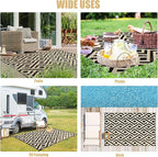 Terrug Outdoor Rug Waterproof 6x9 Ft, Foldable Outdoor Plastic Straw Rug, UV Reversible Patio Rug Decor, Outdoor Area Rug for Camping, RV, Porch, Deck, Backyard, Balcony, Picnic, Black & Beige