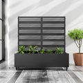 Casaphoria Metal Raised Garden Bed with Trellis and Wheels, 47"x47"x16" Planter Box for Climbing Plants, Vegetables & Vines, Features Drainage Holes and Privacy Screen (Black-Harold)