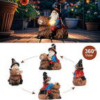 Highland Cow Solar Garden Gnome Outdoor Statue 8 Inch Funny Gnomes Decorations for Yard Lawn Patio Adorable Decor Birthday Gifts for Women Mom Grandma