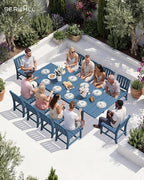 SERWALL Outdoor Dining Chairs Set of 2, All-Weather HDPE Patio Armless Chairs, Blue