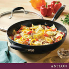Anolon Advanced Home Hard Anodized Nonstick Deep Frying Pan/Skillet with Lid, 12 Inch, Onyx