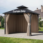 Covered Outdoor Gazebo Curtain Replacement Universal 4-Panel Sidewalls 8' x 8', Outdoor Gazebo Privacy Curtains with Zipper, Replacement for Outdoor, Patio Canopy, Garden and Backyard (Curtain Only)
