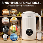 Nut Milk Maker Machine, Automatic Nut Milk Maker Almond Homemade Milk, Plant-Based Milk Almond Milk Maker, 40oz Soy Milk Maker Delay Start/Self Clean/Boil Water/Keep Warm (White)