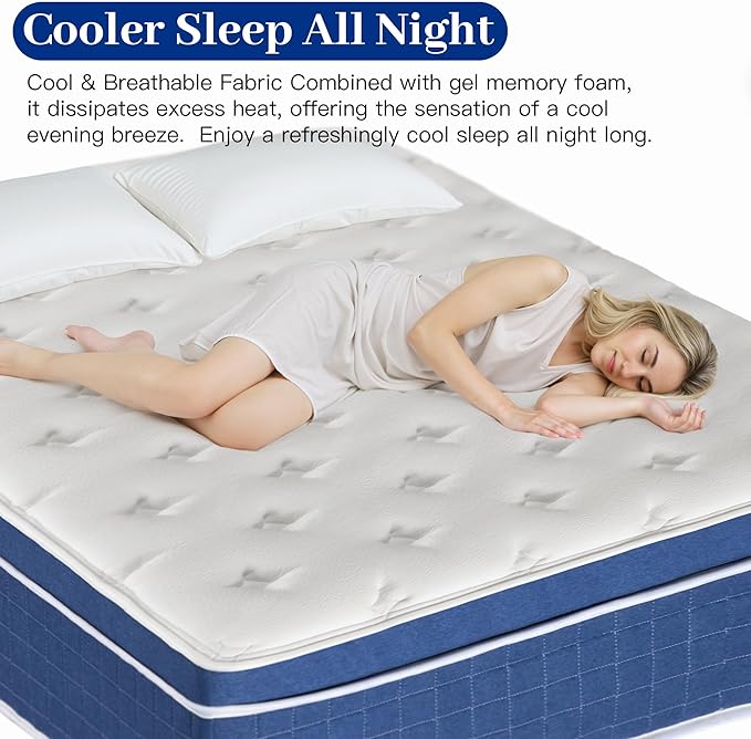 King Size Mattress in a Box 12 Inch Memory Foam Hybrid Mattress with Pocketed Springs Medium Firm Support Motion Isolation Edge Support 180 Night Trial