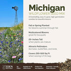 Eden Brothers Michigan Wildflower Mixed Seeds for Planting, 1/4 lb, 120,000+ Seeds with Cornflower, Sweet William, Cosmos | Attracts Pollinators, Plant in Spring or Fall, Zones 3, 4, 5, 6, 7, 8, 9, 10