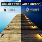 Solar Deck Lights, 6 Pack Waterproof LED Path Lights, Outdoor Solar Step Lights, Solar Powered Light Bar for Stairs, Driveway, Walkway, Pathway, Dock, Porch, Warm White