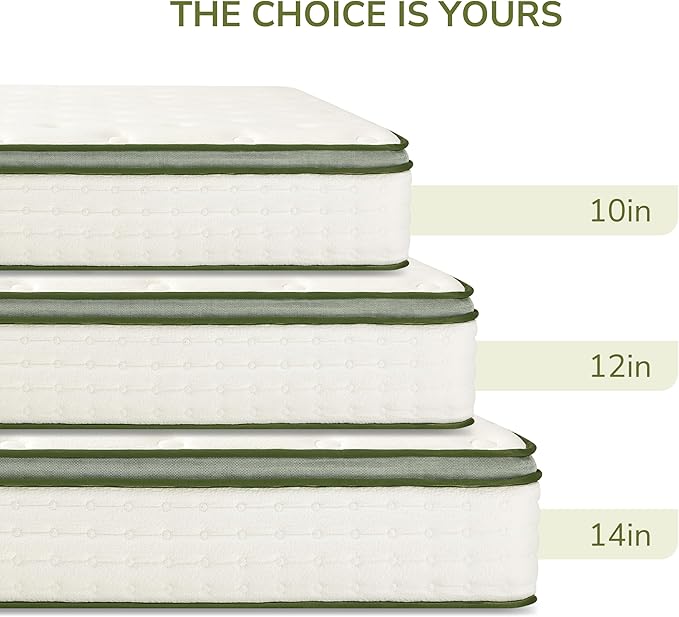 Queen Mattress, 10 Inch Innerspring Queen Size Hybrid Mattress with Individually Pocket Innerspring for Cool Motion Isolation & Silent Sleep, Pressure Relief, Edge Support,Medium Firm