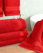 Cotton Paradise Hand Towels for Bathroom, 100% Cotton Turkish 4 Piece Hand Towel Set, Soft Absorbent Face Towels, Red Hand Towels