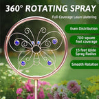 34" Tall Copper-Coated Stainless Steel Garden Sprinkler, 360° Rotating Decorative Ornamental Sprinkler for Lawn, Yard & Landscape Watering (Butterfly)
