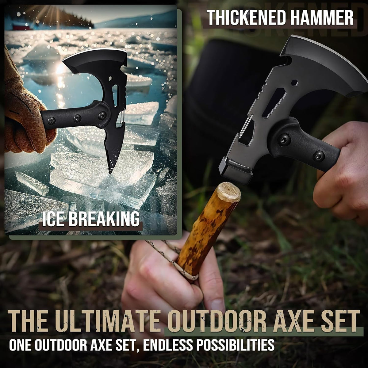 Freelander Tactical Axe 2 Pack, Sharp Tomahawk with Sheath, Portable Tomahawk with Clip and Bottle Opener, Durable Survival Hatchet for Emergency, Hiking and Camping