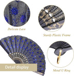 QIRMIZI 10 Pack Fabric Folding Handheld Fans, Perfect for Weddings, Parties, and Dancing,Royal Blue