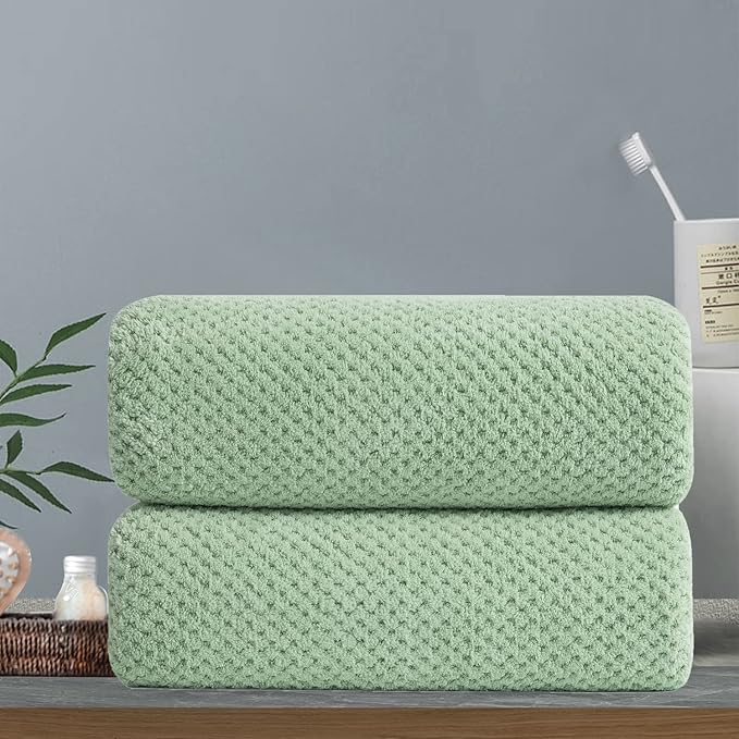 Hand Towels Set 2 Pack-16“x31”,Ultra Soft Microfibers Bathroom Towel Set Highly Absorbent Quick Dry Luxury Premium Towel Lightweight Durable Hand Towel Collection for Hotel Spa Gym Kitchen,Green