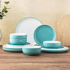 GBHOME 12 Pieces Ceramic Dinnerware Set, Modern White Dish Set for 4，Scratch Resistant Smooth Plates and Bowls Sets，Oven Safe，Microwave & Dishwasher