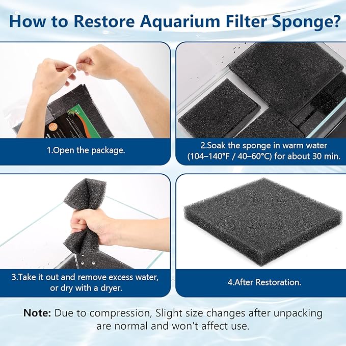 hygger Aquarium Sponge Filter Pad, Filter Media Foam Sponges, Cut-to-Size Open Cell Foam Sheet for Fish Tanks and Ponds, L (1 Pack 15.7 * 15.7 * 1 inch)