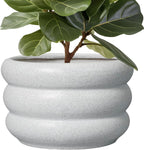SQOWL Ceramic Planter Pot 13.5 Inch - Plant Pot Indoor with Drainage Hole Large Flower Pot Outdoor Modern Planter House Plant Pot for Office Front Door Porch Decor White